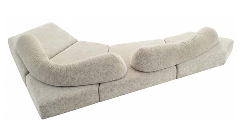 Curved Bolster Modular L-Shape Low-Profile Floor Sectional Sofa
