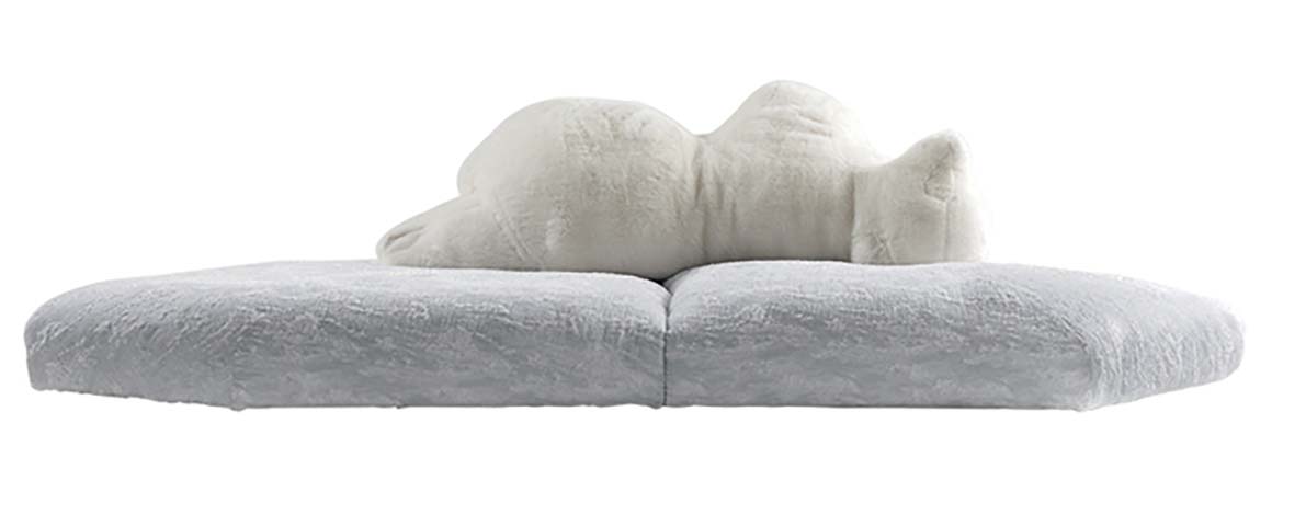 Two-Tone Plush Floor Lounge Cushion with Contoured Backrest