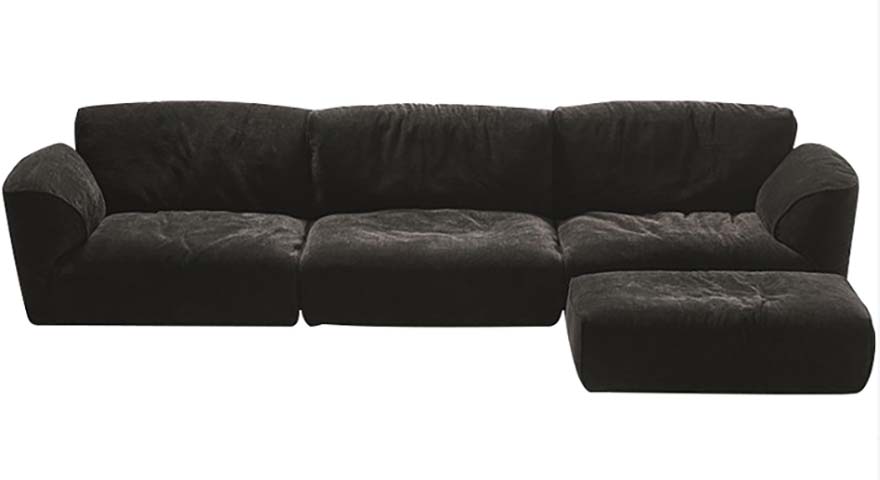 L-Shaped Modular Sectional Sofa with Right Chaise Ottoman