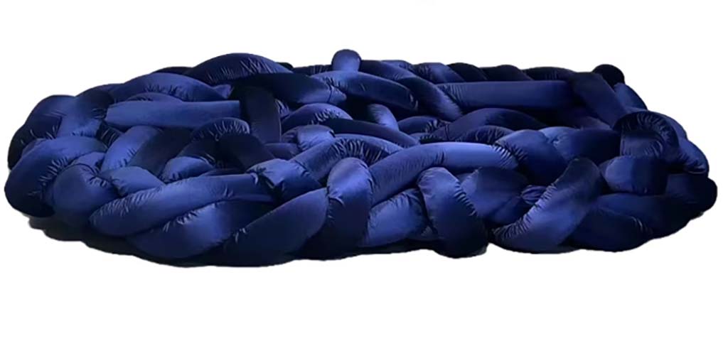 Navy Blue Braided Frameless Plush Floor Lounge Sofa