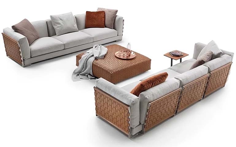 Weatherproof Woven Outdoor 3-Seat Sofa Conversation Set with Coffee Table and Side Table