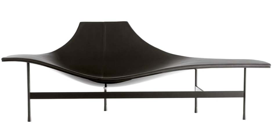 Armless Sculptural Curved Upholstered Chaise Lounge