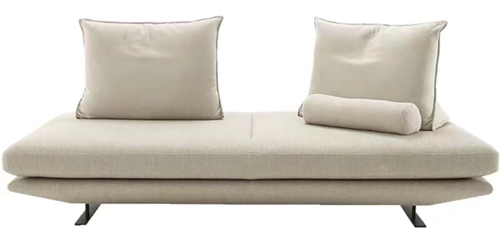 Beige Armless Low-Profile Daybed Loveseat with Loose Cushions