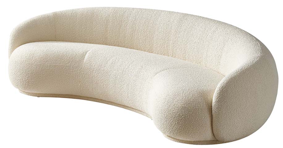 Cream Boucle Curved Kidney Sofa