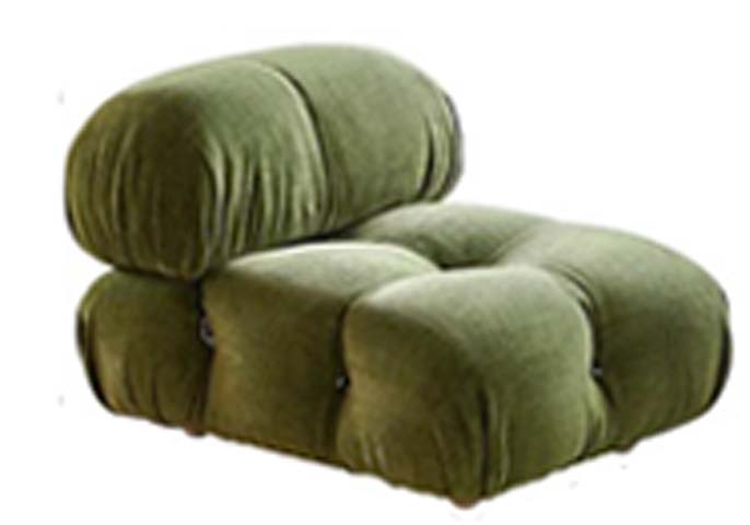 Olive Green Tufted Armless Modular Lounge Seat Module