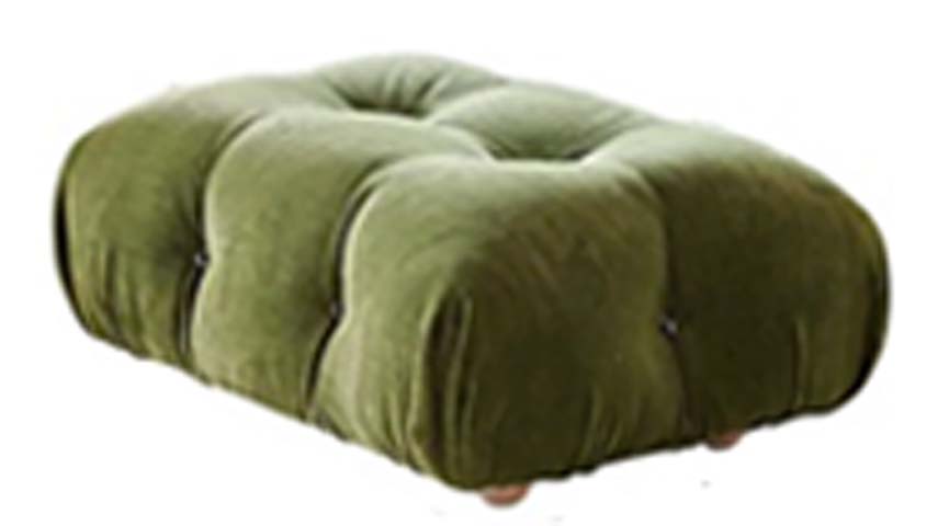 Olive Green Button-Tufted Velvet Upholstered Ottoman