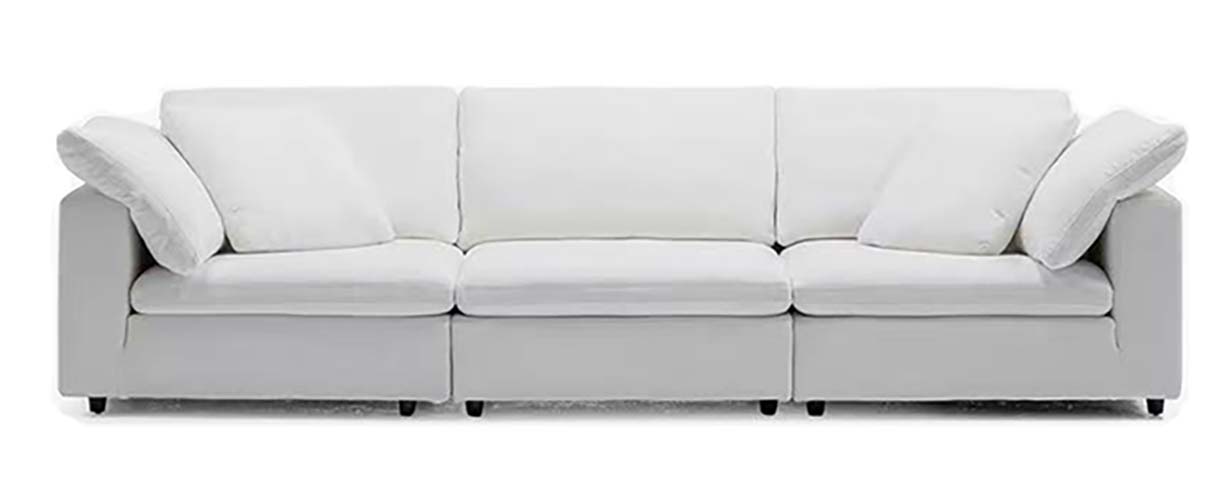 White Modular Three-Seater Upholstered Sofa