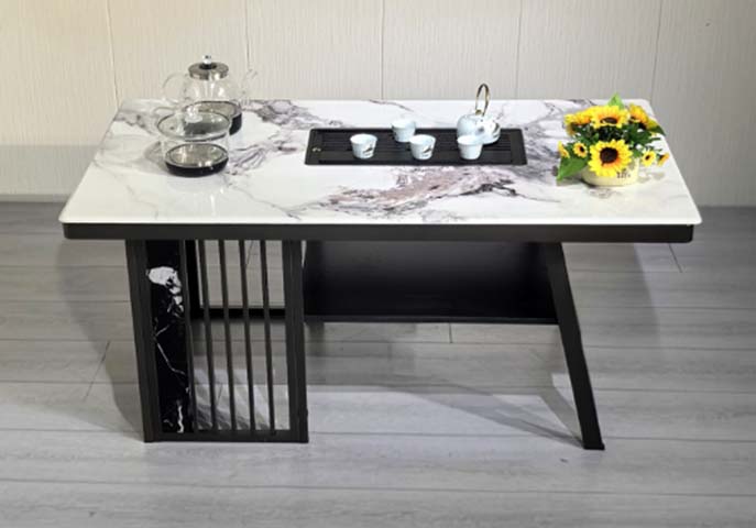 Sintered Stone Kung Fu Tea Table with Integrated Drainage Tray