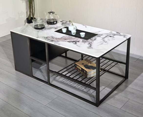 Sintered Stone Top Kung Fu Tea Coffee Table with Integrated Storage and Tea Service Zone