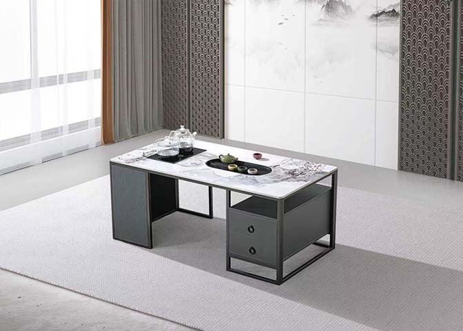 Sintered Stone Top Tea Office Desk with Integrated Water Boiler