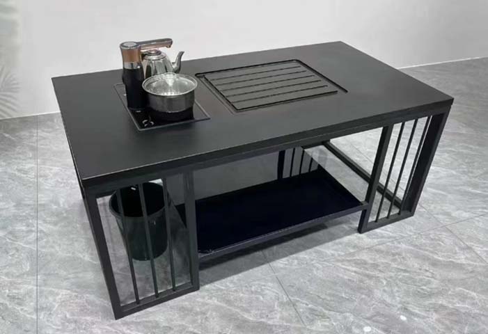 Modern Matte Black Integrated Electric Brewing Tea Table