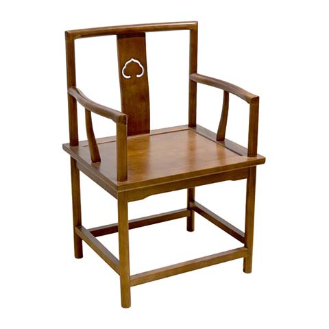 Solid Wood Chinese Style Armchair with Heart-shaped Back Inlay