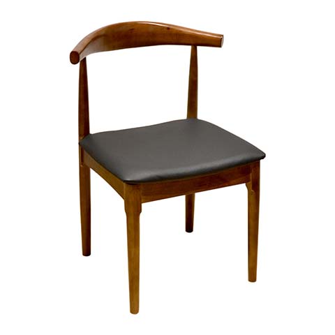 Mid-Century Armless Wooden Dining Side Chair with Black Upholstered Padded Seat