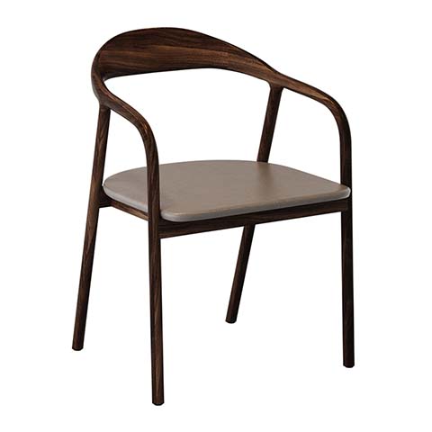 Dark Walnut Bentwood Upholstered Dining Armchair