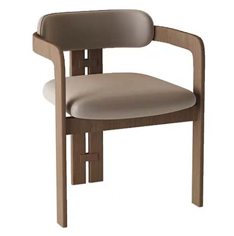 Walnut-Tone Bent Wood Frame Taupe Upholstered Dining Armchair with H-Slotted Joinery