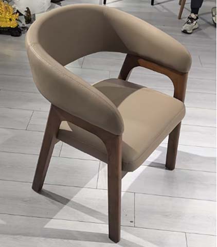 Upholstered Barrel Back Dining Armchair with Solid Wood Frame