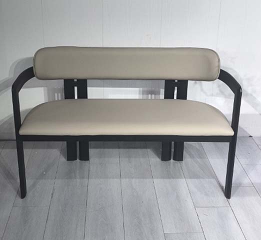 2-Seat Upholstered Dining Bench with Backrest and Curved Armrests