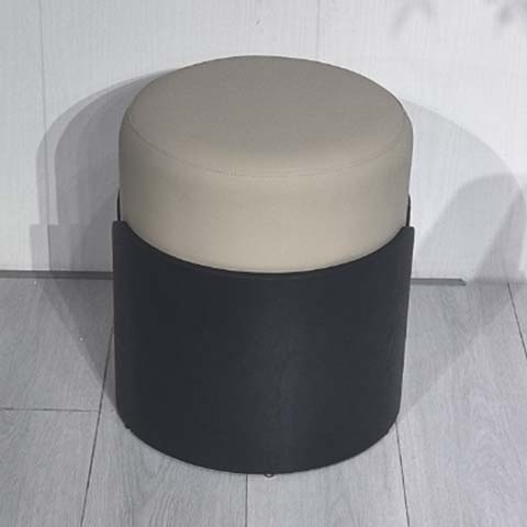 Two-Tone Round Upholstered Storage Ottoman