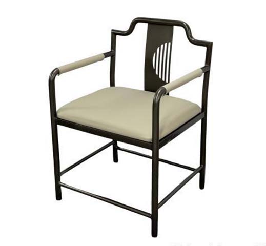 New Chinese Style Metal Frame Upholstered Dining Armchair