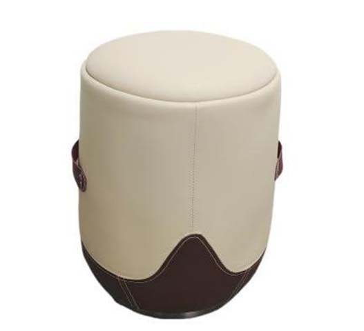 Two-Tone Upholstered Round Accent Stool with Carry Handles