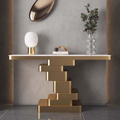 Modern Sculptural Stepped Pedestal Console Table