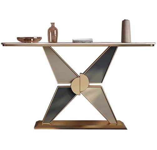 Two-Tone Geometric X-Base Console Table