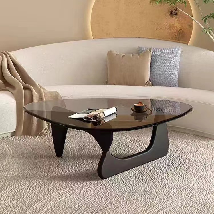 Noguchi Style Triangular Smoke Glass Coffee Table