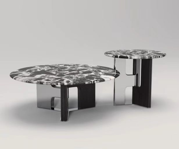 2-Piece Contemporary Round Nesting Coffee Table Set