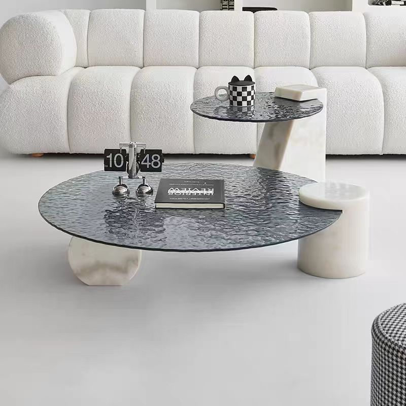 Asymmetrical Two-Tier Nesting Coffee Table Set