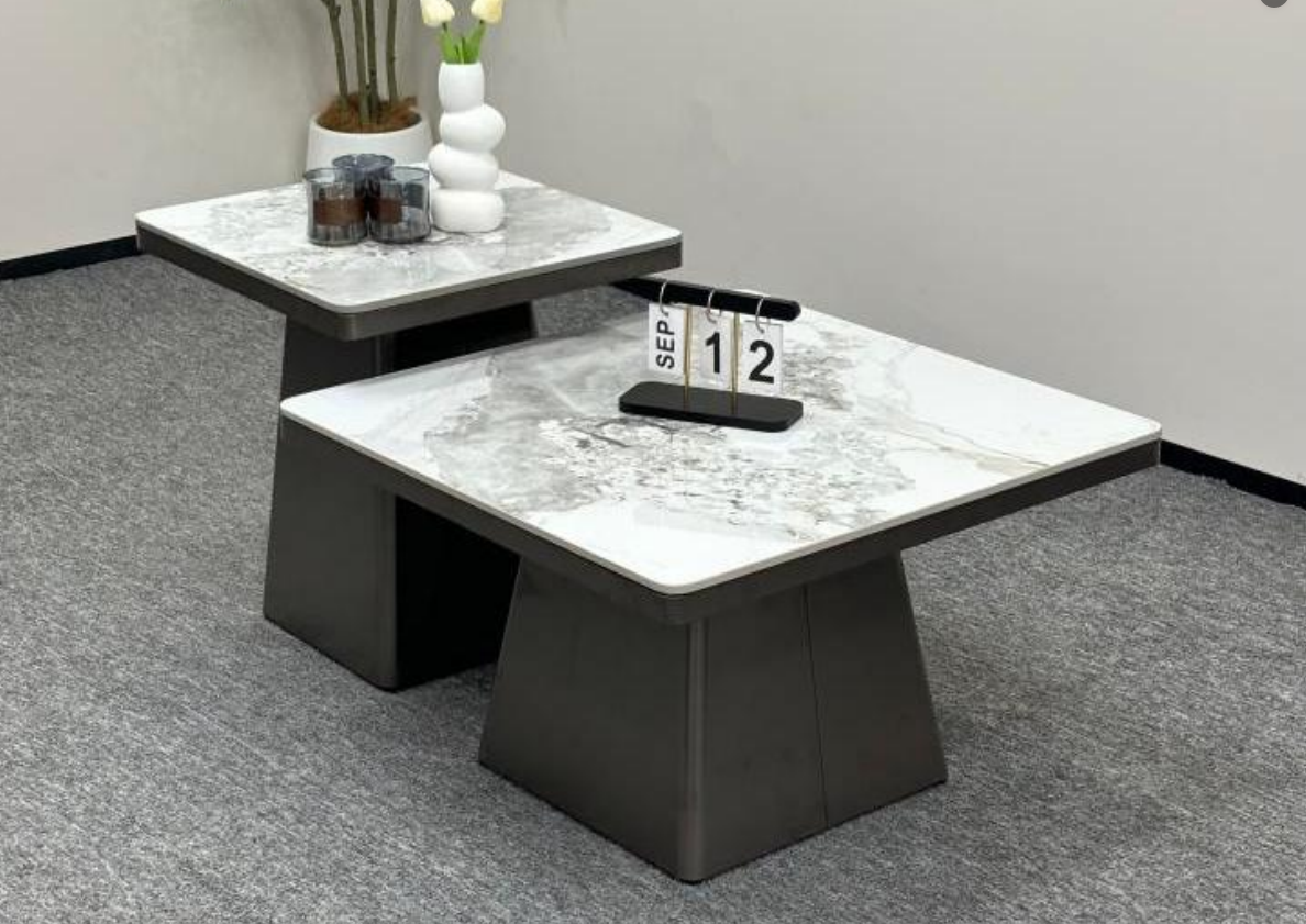 Nested Sintered Stone Top Coffee Table Set, 2-Piece