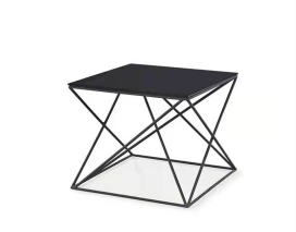 Modern Minimalist Square Coffee Table with Black Geometric Wire Frame