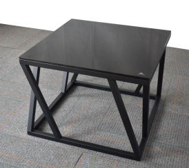 Industrial Square Dark Matte Top Black X-Frame Coffee Table