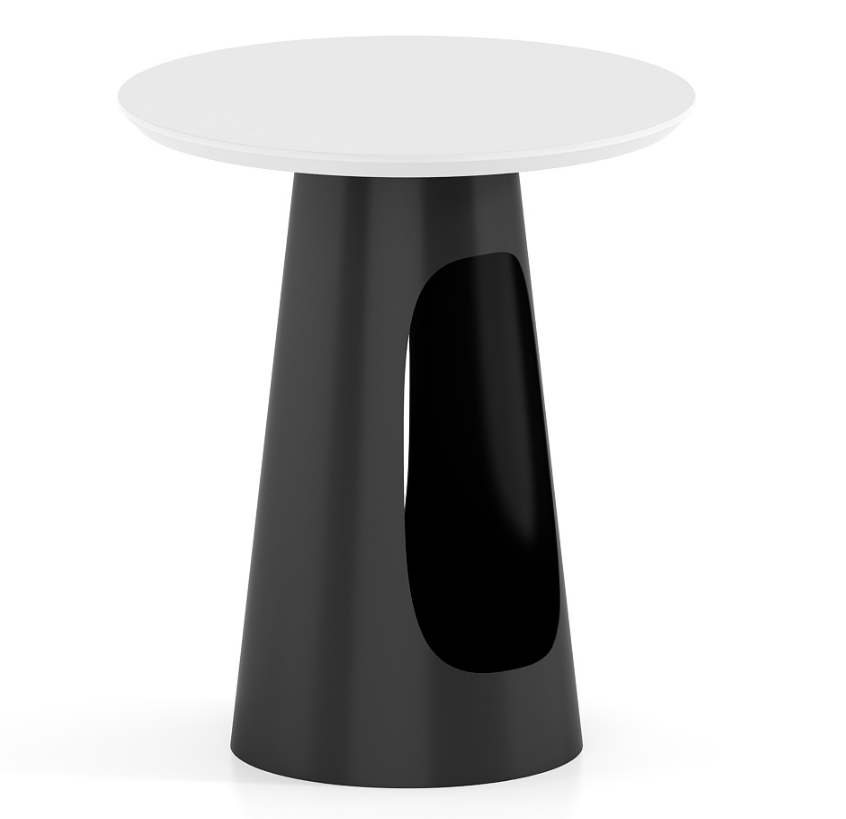 Two-Tone Round Pedestal Accent Side Table with Carry Cutout