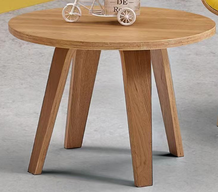 Round Solid Wood Side Table with Splayed Tapered Legs