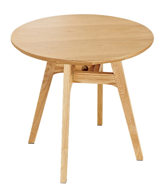 Minimalist Natural Solid Wood Round Dining Table with Splayed Tapered Legs