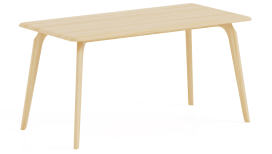 Minimalist Light Solid Wood Rectangular Dining Table with Splayed Bentwood Legs