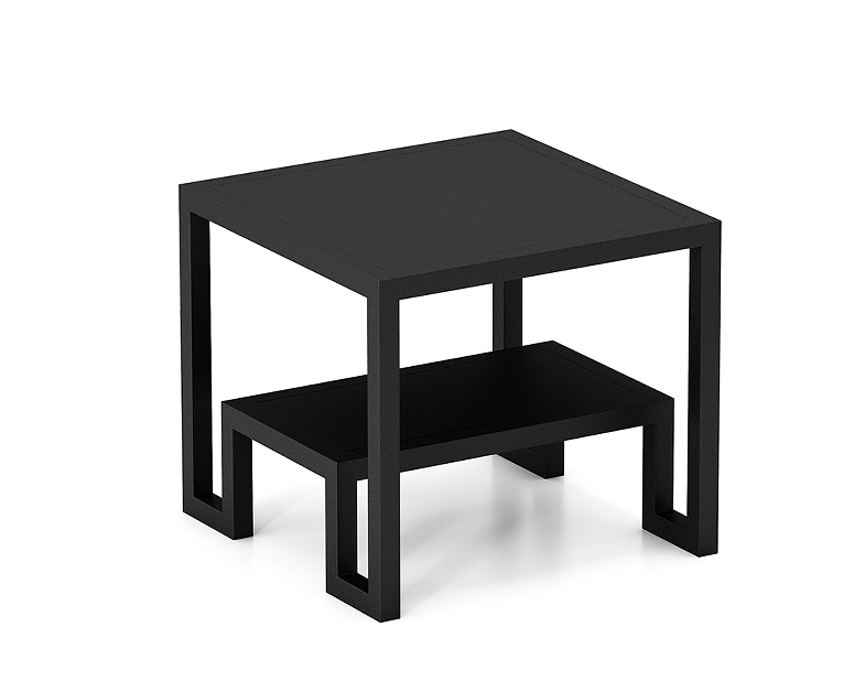 Matte Black Two-Tier Geometric Open-Frame Square Side Table