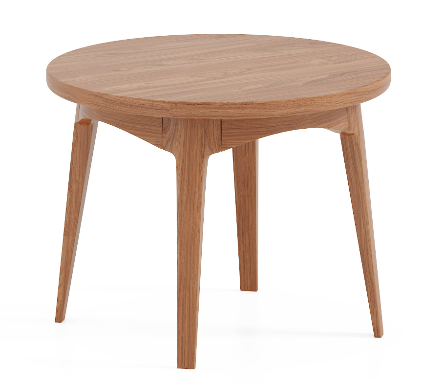 Mid-Century Modern Round Solid Wood Coffee Table