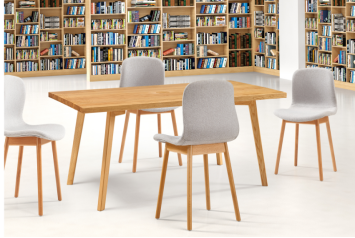 Light Oak Rectangular Solid Wood Dining Table