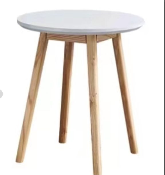 Minimalist Nordic Round White Top Solid Wood Leg Side Table