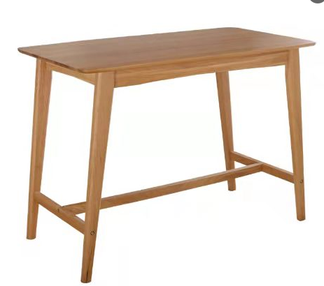 Minimalist Light Oak Solid Wood Writing Desk with Tapered Legs and Stretchers