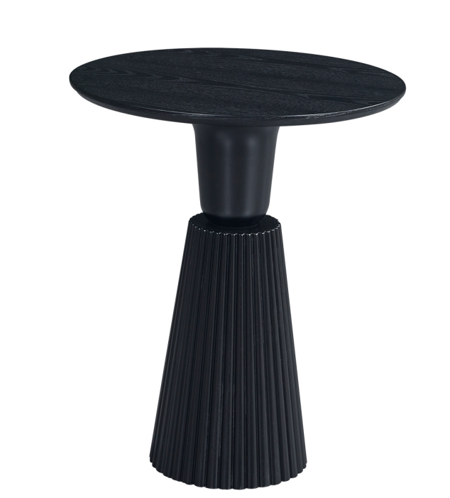 Matte Black Round Fluted Pedestal Side Table