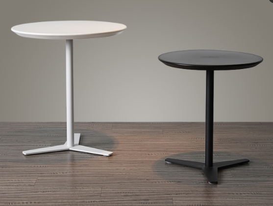 Minimalist Round Pedestal Side Table with 3-Prong Flat Base
