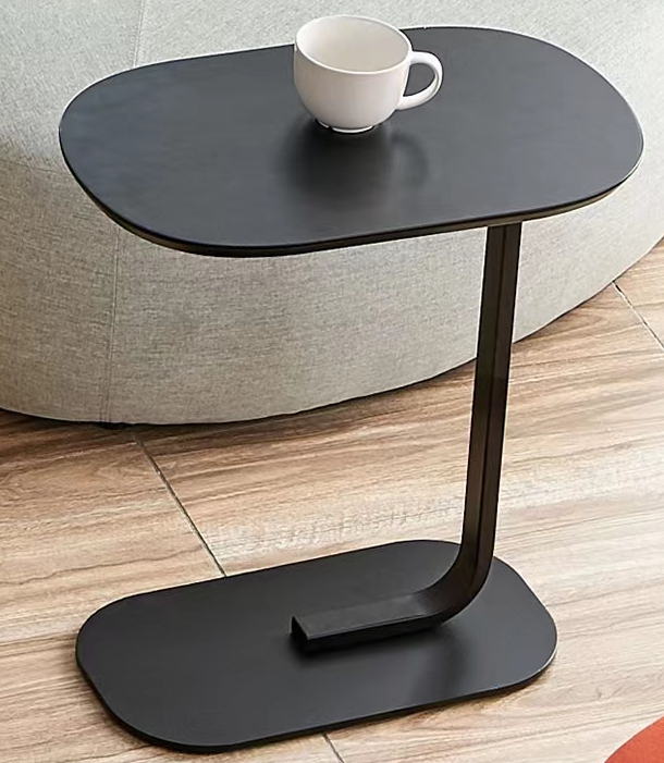 Matte Black Capsule C-Shaped Sofa Side Table