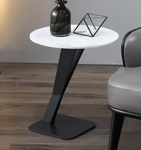 Round White Top Angled Cantilever Accent Side Table