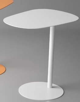 Matte White Pebble-Top Pedestal Side Table