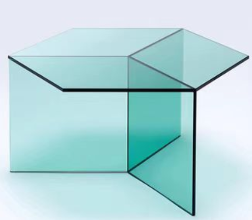 Isometric Cube-Shaped Clear Glass Coffee Table