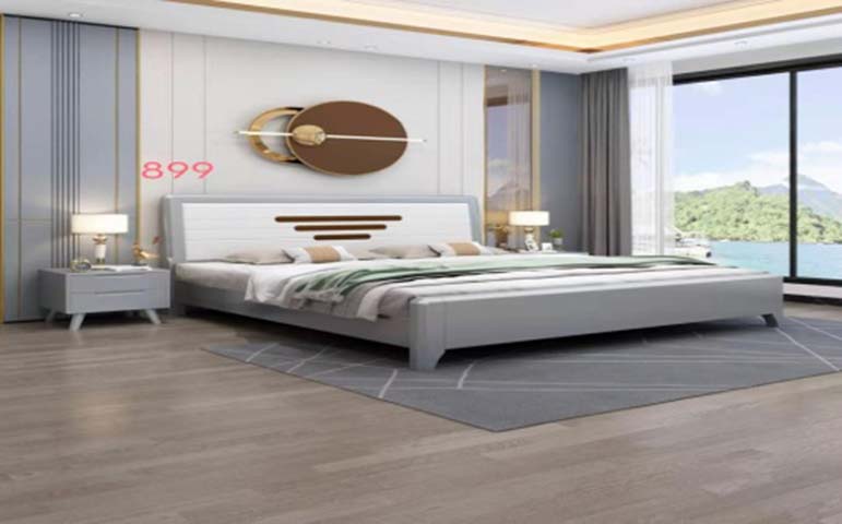 Modern Two-Tone King Size Panel Platform Bed