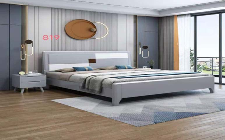 Modern Color-Block Low-Profile Panel Platform Bed