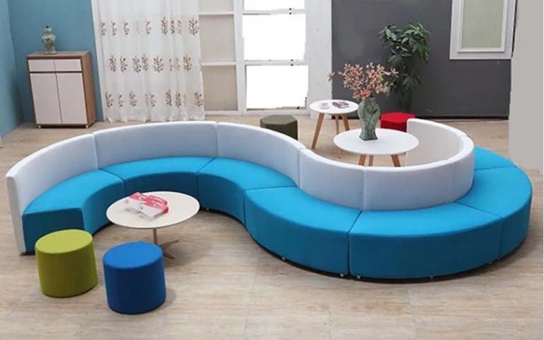 Modular Semicircular Two-Tone Sectional Lounge Sofa